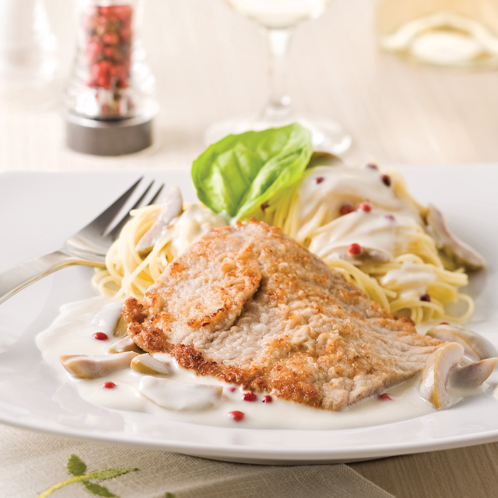 Escalope de poulet (grillé,pané,Alfredo)