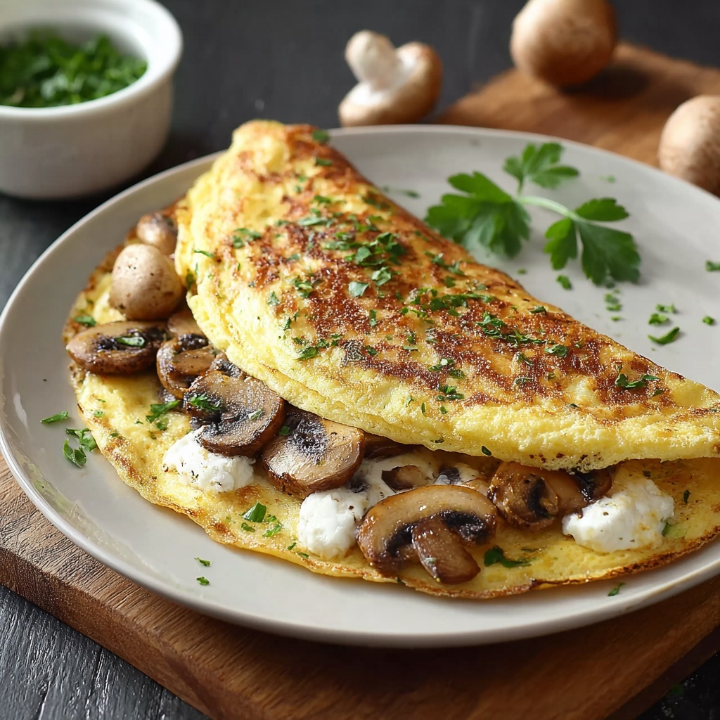 Omelette fromage champignon